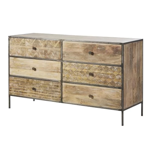 Maisons Du Monde Commodes Et Cabinets Commode Double 6 Tiroirs En Manguier Massif Sculpté 4 Maisons Du Monde Commodes Et Cabinets Commode Double 6 Tiroirs En Manguier Massif Sculpté – Image 2