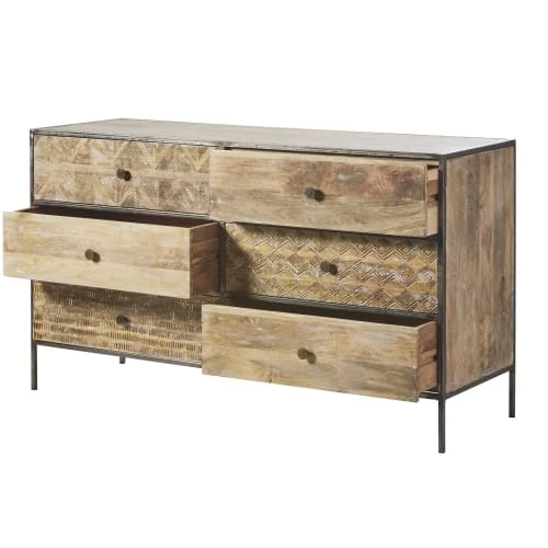Maisons Du Monde Commodes Et Cabinets Commode Double 6 Tiroirs En Manguier Massif Sculpté 5 Maisons Du Monde Commodes Et Cabinets Commode Double 6 Tiroirs En Manguier Massif Sculpté – Image 3