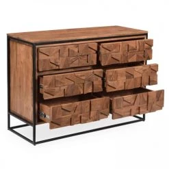 Oviala Commodes Et Cabinets Commode Double Avec 6 Tiroirs En Acacia Massif -Coffres et malles Soldes commode double avec 6 tiroirs en acacia massif 2