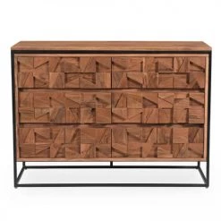 Oviala Commodes Et Cabinets Commode Double Avec 6 Tiroirs En Acacia Massif -Coffres et malles Soldes commode double avec 6 tiroirs en acacia massif 3