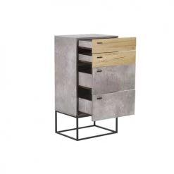 Beliani Commodes Et Cabinets Commode Effet Béton / Effet Bois Clair 4 Tiroirs -Coffres et malles Soldes commode effet beton effet bois clair 4 tiroirs 3