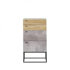 Beliani Commodes Et Cabinets Commode Effet Béton / Effet Bois Clair 4 Tiroirs -Coffres et malles Soldes commode effet beton effet bois clair 4 tiroirs 4