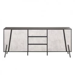 Beliani Commodes Et Cabinets Commode Effet Béton Et Noire -Coffres et malles Soldes commode effet beton et noire 3