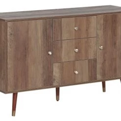 Beliani Commodes Et Cabinets Commode Effet Bois Clair 3 Tiroirs 2 Portes