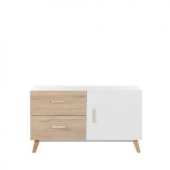 Beliani Commodes Et Cabinets Commode Effet Bois Clair Blanc 1 Porte 2 Tiroirs -Coffres et malles Soldes commode effet bois clair blanc 1 porte 2 tiroirs 3