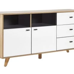 Beliani Commodes Et Cabinets Commode Effet Bois Clair Blanc 3 Tiroirs