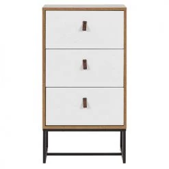 Beliani Commodes Et Cabinets Commode Effet Bois Clair Et Blanche 3 Tiroirs -Coffres et malles Soldes commode effet bois clair et blanche 3 tiroirs 2