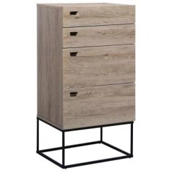 Beliani Commodes Et Cabinets Commode Effet Bois Clair Noir 4 Tiroirs