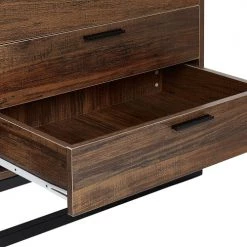 Beliani Commodes Et Cabinets Commode Effet Bois Foncé Noir 6 Tiroirs -Coffres et malles Soldes commode effet bois fonce noir 6 tiroirs 4