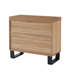 Baita Commodes Et Cabinets Commode Effet Chêne Et Métal Noir 3 Tiroirs -Coffres et malles Soldes commode effet chene et metal noir 3 tiroirs 2