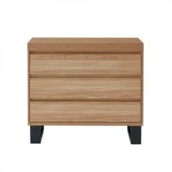 Baita Commodes Et Cabinets Commode Effet Chêne Et Métal Noir 3 Tiroirs