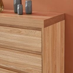 Baita Commodes Et Cabinets Commode Effet Chêne Et Métal Noir 3 Tiroirs -Coffres et malles Soldes commode effet chene et metal noir 3 tiroirs 5