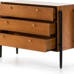 Thai Natura Commodes Et Cabinets Commode En Bois 3 Tiroirs Couleur Chêne -Coffres et malles Soldes commode en bois 3 tiroirs couleur chene 2