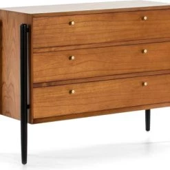 Thai Natura Commodes Et Cabinets Commode En Bois 3 Tiroirs Couleur Chêne