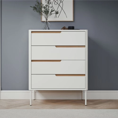 Tenzo Commodes Et Cabinets Commode En Bois 4 Tiroirs L80cm Blanc 4 Tenzo Commodes Et Cabinets Commode En Bois 4 Tiroirs L80cm Blanc – Image 2