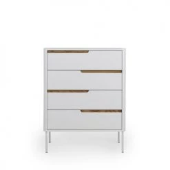 Tenzo Commodes Et Cabinets Commode En Bois 4 Tiroirs L80cm Blanc