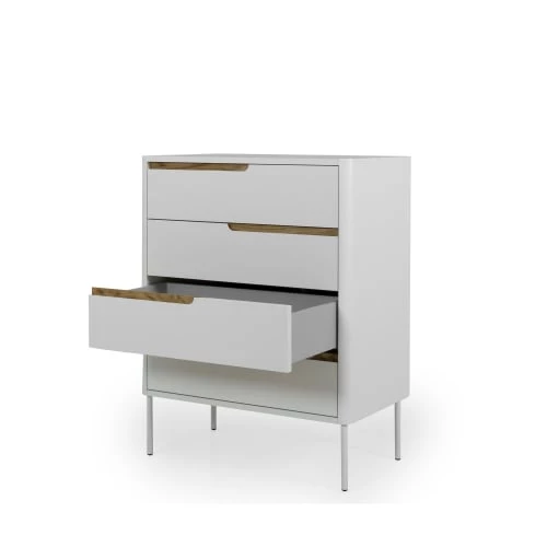 Tenzo Commodes Et Cabinets Commode En Bois 4 Tiroirs L80cm Blanc 7 Tenzo Commodes Et Cabinets Commode En Bois 4 Tiroirs L80cm Blanc – Image 5