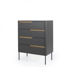 Tenzo Commodes Et Cabinets Commode En Bois 4 Tiroirs L80cm Gris Anthracite -Coffres et malles Soldes commode en bois 4 tiroirs l80cm gris anthracite 2