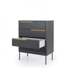 Tenzo Commodes Et Cabinets Commode En Bois 4 Tiroirs L80cm Gris Anthracite -Coffres et malles Soldes commode en bois 4 tiroirs l80cm gris anthracite 4
