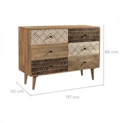 Rendez Vous Déco Commodes Et Cabinets Commode En Bois 6 Tiroirs à Motifs 10 Rendez Vous Déco Commodes Et Cabinets Commode En Bois 6 Tiroirs à Motifs -Coffres et malles Soldes commode en bois 6 tiroirs a motifs 2