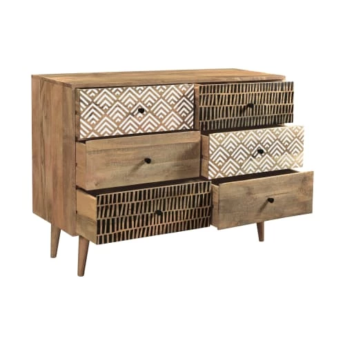 Rendez Vous Déco Commodes Et Cabinets Commode En Bois 6 Tiroirs à Motifs 6 Rendez Vous Déco Commodes Et Cabinets Commode En Bois 6 Tiroirs à Motifs – Image 4