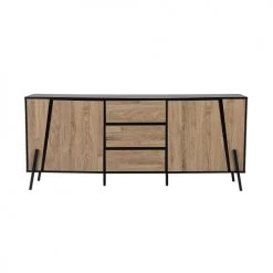 Beliani Commodes Et Cabinets Commode En Bois Clair Et Noir -Coffres et malles Soldes commode en bois clair et noir 2