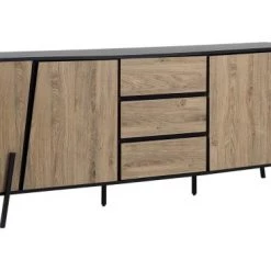 Beliani Commodes Et Cabinets Commode En Bois Clair Et Noir