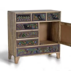 GINER Y COLOMER Commodes Et Cabinets Commode En Bois De Manguier Naturel Et Multicolore -Coffres et malles Soldes commode en bois de manguier naturel et multicolore 2