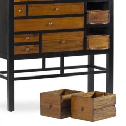 MOYCOR Commodes Et Cabinets Commode En Bois De Mindi Marron Et Noir L100 -Coffres et malles Soldes commode en bois de mindi marron et noir l100 4