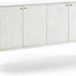 Thai Natura Commodes Et Cabinets Commode En Bois Design 4 Portes Cérusé Blanc