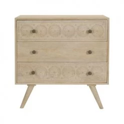 Rendez Vous Déco Commodes Et Cabinets Commode En Bois Gravé 3 Tiroirs