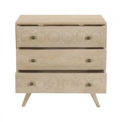Rendez Vous Déco Commodes Et Cabinets Commode En Bois Gravé 3 Tiroirs -Coffres et malles Soldes commode en bois grave 3 tiroirs 4