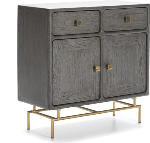 Thai Natura Commodes Et Cabinets Commode En Bois Gris Et Métal Or 90x40x90 3 Thai Natura Commodes Et Cabinets Commode En Bois Gris Et Métal Or 90x40x90