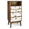 MOYCOR Commodes Et Cabinets Commode En Bois Marron Et Blanc H125cm -Coffres et malles Soldes commode en bois marron et blanc h125cm