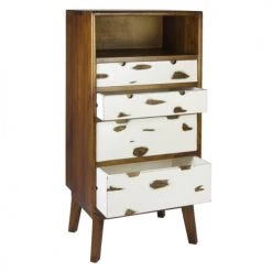 MOYCOR Commodes Et Cabinets Commode En Bois Marron Et Blanc H125cm -Coffres et malles Soldes commode en bois marron et blanc h125cm 2