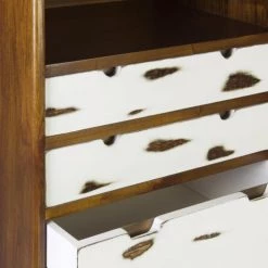 MOYCOR Commodes Et Cabinets Commode En Bois Marron Et Blanc H125cm -Coffres et malles Soldes commode en bois marron et blanc h125cm 3