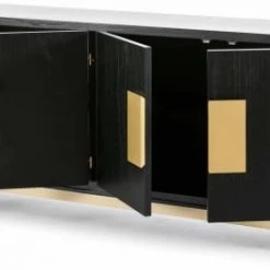 Thai Natura Commodes Et Cabinets Commode En Bois Noir Et Or 201x43x78 -Coffres et malles Soldes commode en bois noir et or 201x43x78 2