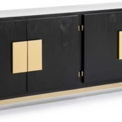 Thai Natura Commodes Et Cabinets Commode En Bois Noir Et Or 201x43x78