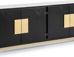 Thai Natura Commodes Et Cabinets Commode En Bois Noir Et Or 201x43x78 -Coffres et malles Soldes commode en bois noir et or 201x43x78 4