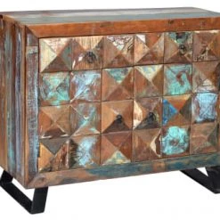 GINER Y COLOMER Commodes Et Cabinets Commode En Bois Recyclé Multicolore -Coffres et malles Soldes commode en bois recycle multicolore 4