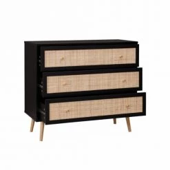 Alice's Garden Commodes Et Cabinets Commode En Décor Bois Noir Et Cannage -Coffres et malles Soldes commode en decor bois noir et cannage 2