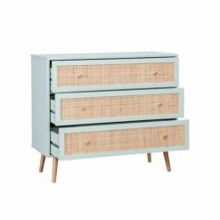 Alice's Garden Commodes Et Cabinets Commode En Décor Bois Vert Céladon Et Cannage -Coffres et malles Soldes commode en decor bois vert celadon et cannage 2