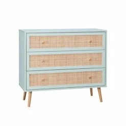 Alice's Garden Commodes Et Cabinets Commode En Décor Bois Vert Céladon Et Cannage