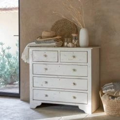 Maisons Du Monde Commodes Et Cabinets Commode En Manguier Blanche Effet Vieilli L 94 Cm -Coffres et malles Soldes commode en manguier blanche effet vieilli l 94 cm 1000 15 35 121395 14