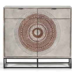 GINER Y COLOMER Commodes Et Cabinets Commode En Manguier Et Pieds En Métal Gris Et Marron