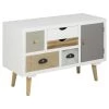 Toilinux Commodes Et Cabinets Commode En Mdf 5 Tiroirs Et 1 Porte Blanc -Coffres et malles Soldes commode en mdf 5 tiroirs et 1 porte blanc