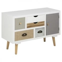 Toilinux Commodes Et Cabinets Commode En Mdf 5 Tiroirs Et 1 Porte Blanc
