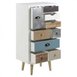 Toilinux Commodes Et Cabinets Commode En Mdf 9 Tiroirs Blanc -Coffres et malles Soldes commode en mdf 9 tiroirs blanc 3