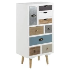 Toilinux Commodes Et Cabinets Commode En Mdf 9 Tiroirs Blanc -Coffres et malles Soldes commode en mdf 9 tiroirs blanc 5