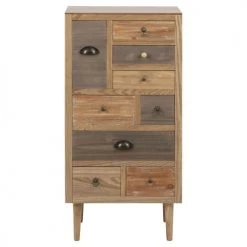 Toilinux Commodes Et Cabinets Commode En Mdf 9 Tiroirs Marron -Coffres et malles Soldes commode en mdf 9 tiroirs marron 3